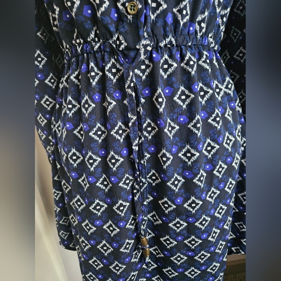 INDULGE Blue Ikat Print Shirt Dress | SZ M - Picture 6 of 10